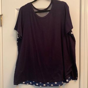 Woman’s Navy Blue/White Short Sleeve Shirt, Size 3X